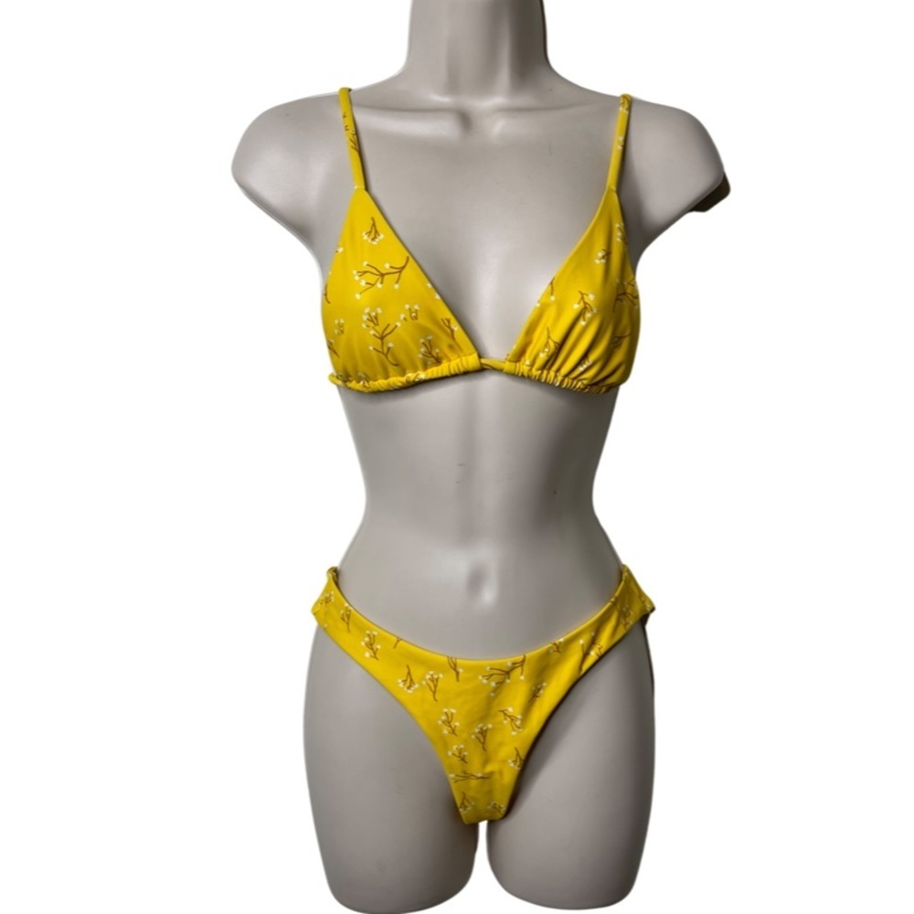 Lahana yellow floral bikini set sz S M